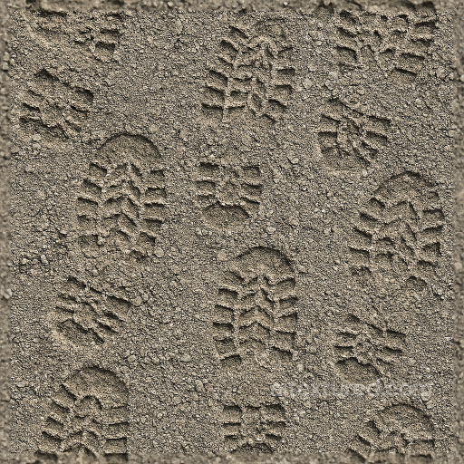 Gravel Impressions With Boot Prints On Rough Surface seamless Footprints PBR texture