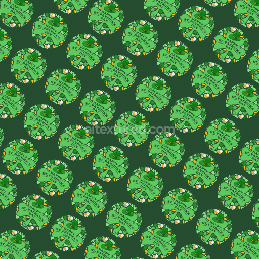 Seamless 3D PBR Digital Paper Texture with St Patrick's Day Clover Pattern