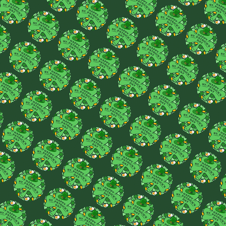 Digital Paper with St Patrick's Day Clover Pattern seamless PBR texture preview