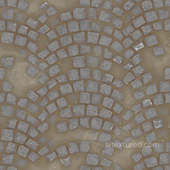 Fan Shape Cobblestone Pavement Texture | Free PBR Tile texture preview