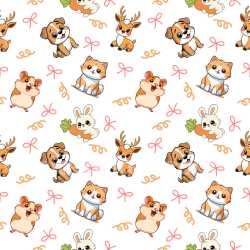 Pattern Bundle - Seamless 3D Pattern PBR Texture Featuring Cute Cartoon Animals with Playful Motifs texture preview