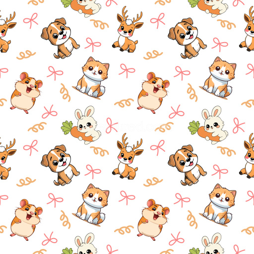 Pattern Bundle - Seamless 3D Pattern PBR Texture Featuring Cute Cartoon Animals with Playful Motifs texture preview