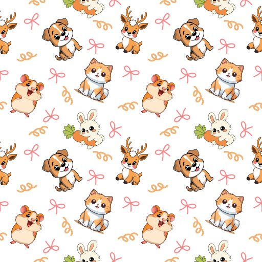Pattern PBR Texture Featuring Cute Cartoon Animals with Playful Motifs seamless Pattern Bundle PBR texture
