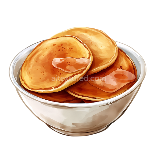 Delicious Teff Pancakes in White Bowl Breakfast Illustration