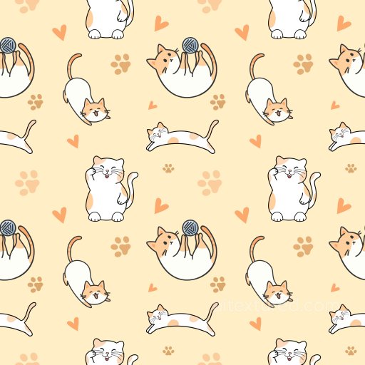 Pattern PBR Texture with Playful Cartoon Cats and Warm Pastel Background seamless Pattern Bundle PBR texture