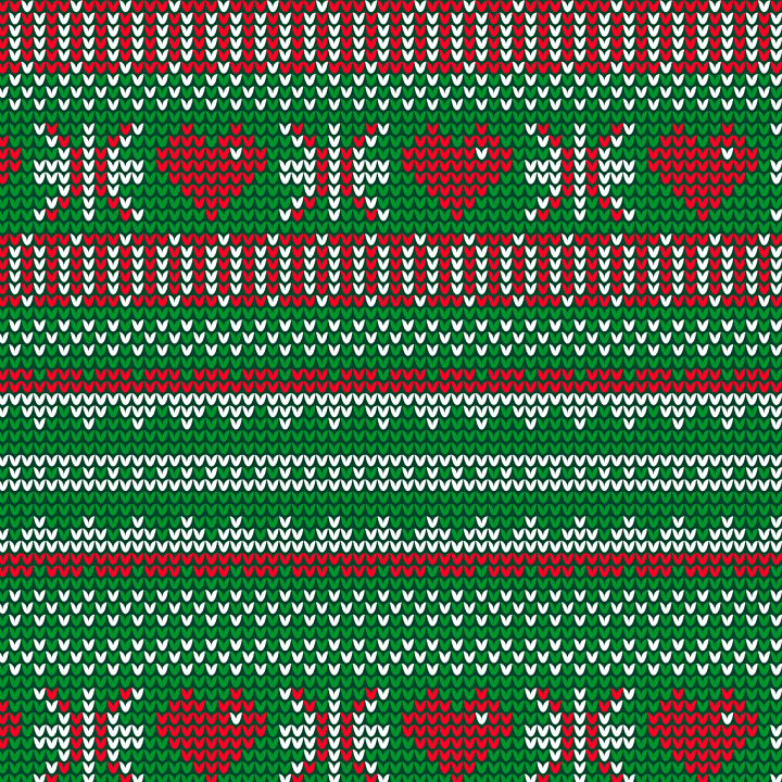Knitted Christmas Digital Paper with Heart and Snowflake Pattern seamless PBR texture preview