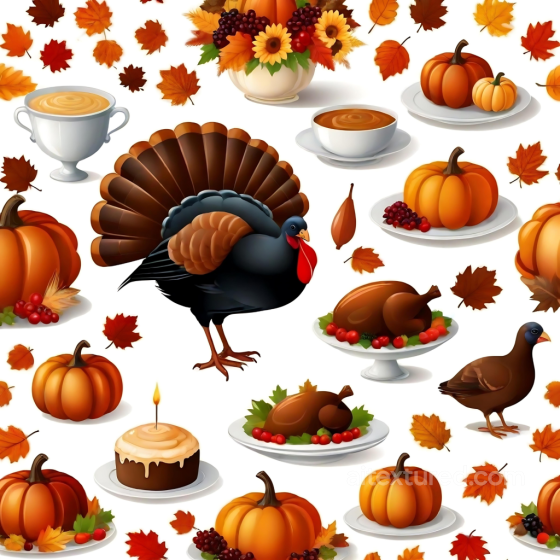Featuring Thanksgiving Turkeys, Pumpkins, and Autumn Leaves Thanksgiving texture preview