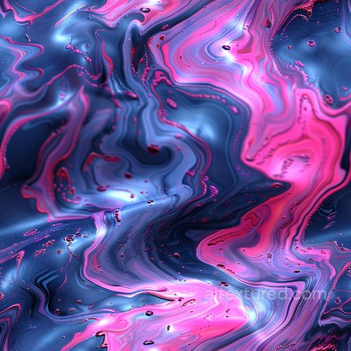 Seamless 3D PBR glossy texture with vibrant pink and blue swirling paint texture preview