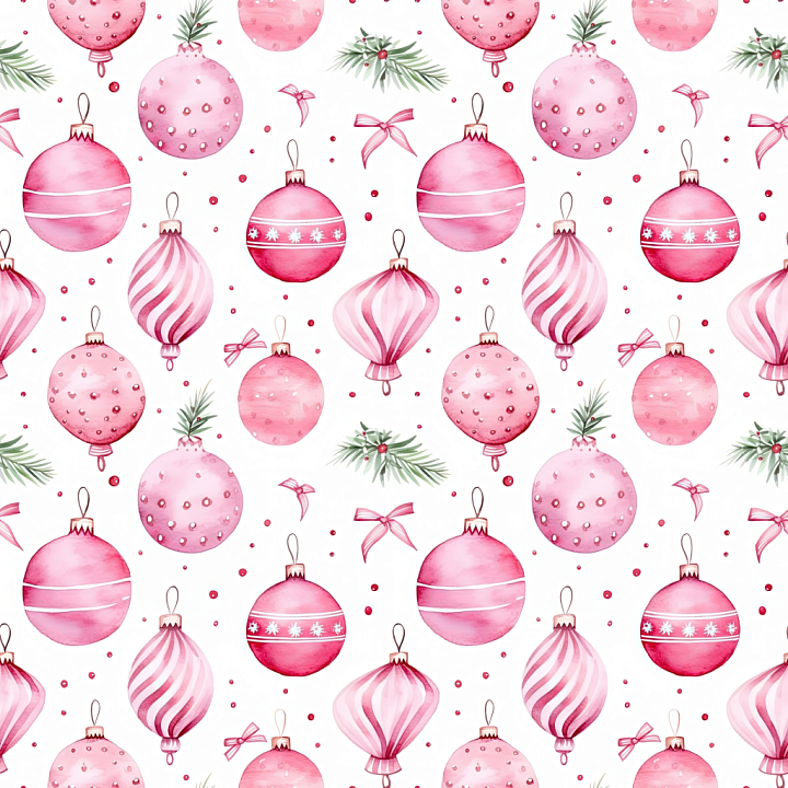 All Christmas Digital paper of Pink Christmas Ornament Pattern Digital… seamless PBR texture preview