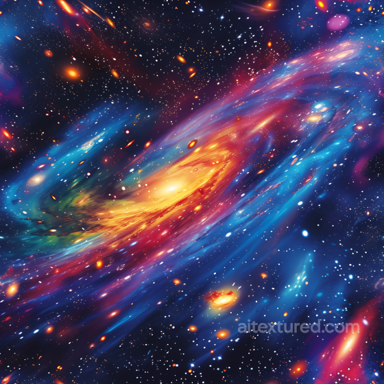 Space PBR Texture Featuring Vibrant Spiral Galaxy and Multi-Colored Nebula Clouds Star, space, planets texture preview