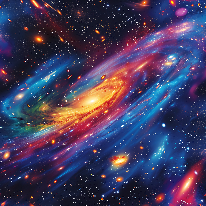 Galaxy and Nebula Space with Vivid Cosmic Colors seamless PBR texture preview