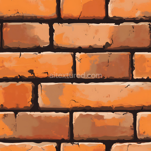 Seamless 3D Cracked Orange Brick Wall PBR Texture with Weathered Details