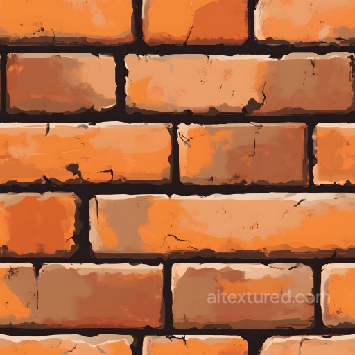 Cracked Orange Brick Wall PBR Texture with Weathered Details seamless Brick PBR texture