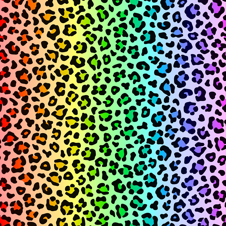 Rainbow Leopard Print Fabric with Vibrant Gradient seamless PBR texture preview
