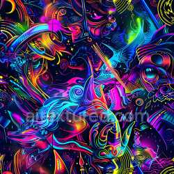 seamless Seamless 3D PBR Texture of Vibrant Neon Graffiti with Abstract and Figurative Elements texture 8k free download PBR