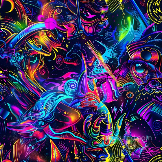 Vibrant Neon Graffiti Seamless Texture with Abstract and Figurative Elements Graffiti texture preview