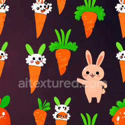 seamless Seamless 3D PBR Texture Featuring Playful Easter Bunnies and Bright Carrots texture 8k free download PBR