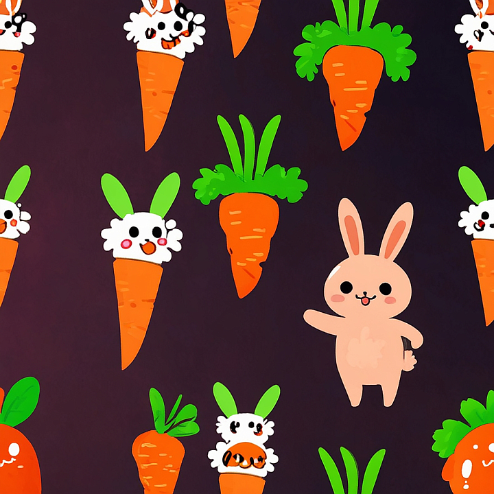 Featuring Playful Easter Bunnies and Bright Carrots seamless PBR texture preview