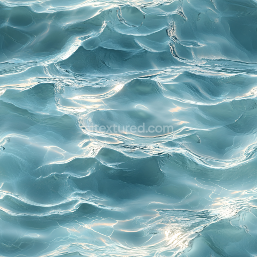 Seamless 3D Stylized Ocean Surface Water PBR Texture with Translucent Waves and Light Reflections