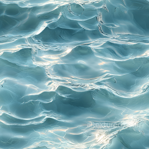 Stylized Ocean Surface Water PBR Texture with Translucent Waves and Light Reflections seamless Water PBR texture
