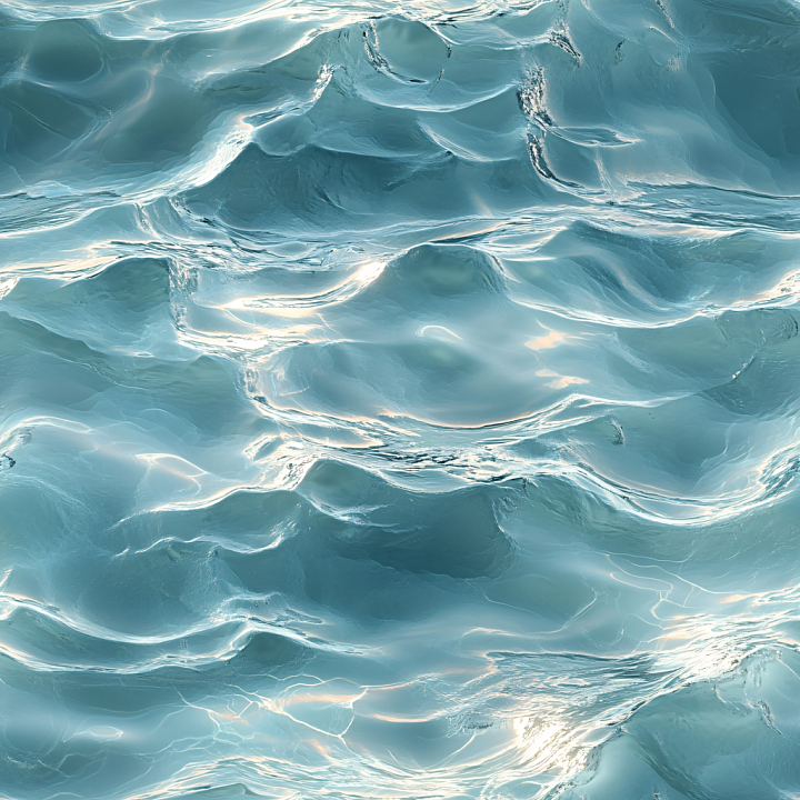 Stylized Ocean Surface Water with Translucent Waves and Light Reflectio… seamless PBR texture preview