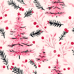 seamless Seamless 3D PBR Texture of Pink Christmas Trees and Festive Foliage texture 8k free download PBR