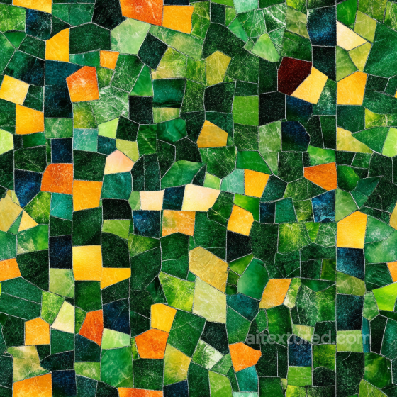 Glass Mosaic PBR Texture with Irregular Green and Yellow Tiles Mosaic texture preview