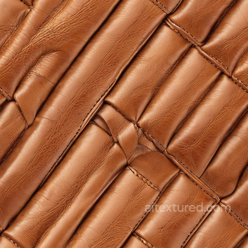 Padded Brown Leather Upholstery Texture with Detailed Stitching and Wrinkles seamless Leather PBR texture