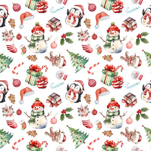 Pattern PBR Texture Featuring Watercolor Christmas Holiday Motifs seamless Pattern Bundle PBR texture