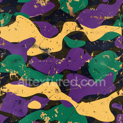 seamless Seamless Stylized 3D Camouflage PBR Texture in Green, Purple and Yellow Abstract Pattern texture 8k free download PBR
