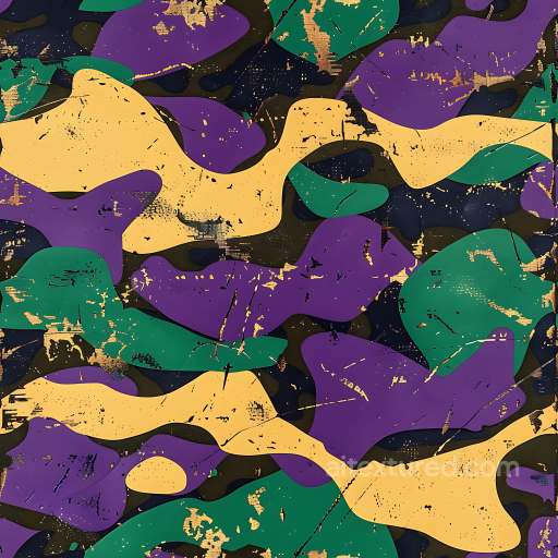 Seamless Stylized 3D Camouflage PBR Texture in Green, Purple and Yellow Abstract Pattern seamless Color Camouflage PBR texture
