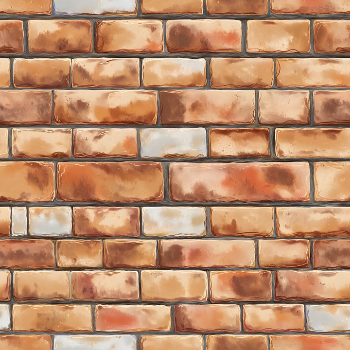 Vintage Cracked Brick Wall with Varied Color Tones seamless PBR texture preview