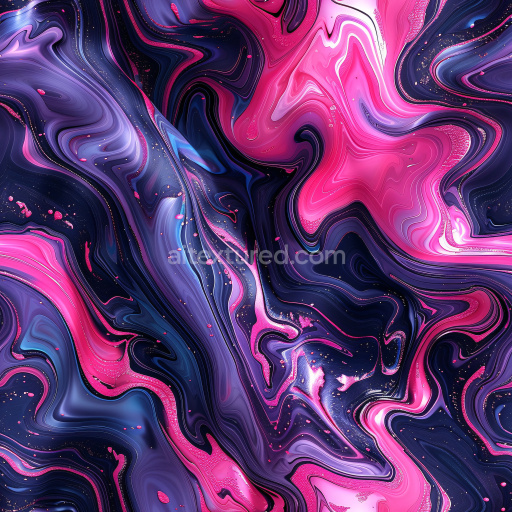 Seamless 3D PBR Texture with Glossy Abstract Pink and Purple Fluid Swirls