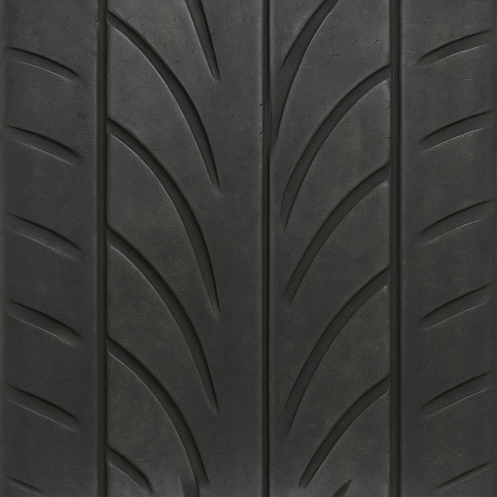 Slick Tire With Chevron Tread And Worn Tread Effects For Realistic Raci… seamless PBR texture preview