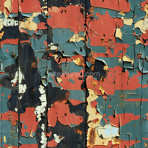Seamless 3D Weathered Paint Camouflage PBR Texture Featuring Rust and Peeling Coating