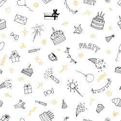 seamless Seamless 3D PBR Texture of Hand-Drawn Birthday Party Icons in Black and Gold texture 8k free download PBR