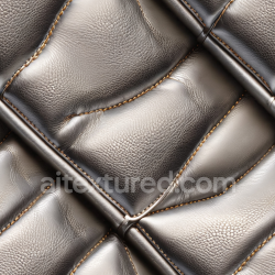 seamless Seamless 3D Quilted Black Pebbled Leather PBR Texture with Glossy Finish and Thick Stitching texture 8k free download PBR