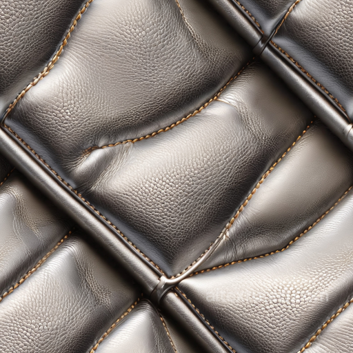 Quilted Black Pebbled Leather PBR Texture with Glossy Finish and Thick Stitching seamless Leather PBR texture