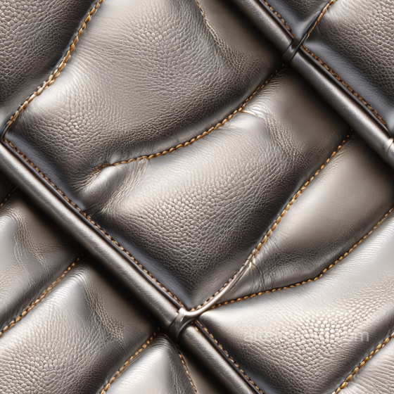 Quilted Black Pebbled Leather PBR Texture with Glossy Finish and Thick Stitching Leather texture preview