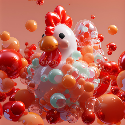 Seamless 3D Inflated Glossy Vinyl Panels PBR Texture in Red and Orange