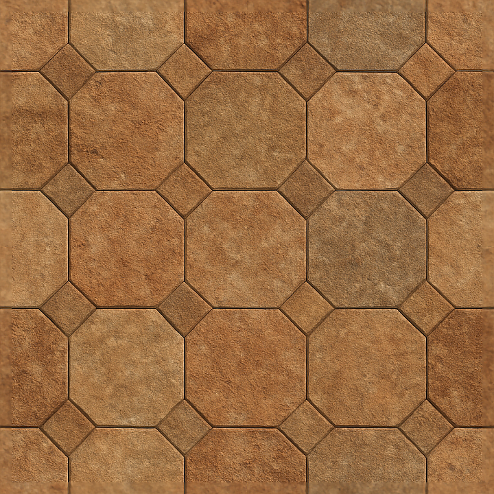 Octagonal Tiles Mosaic Featuring Earth Tones And Textured Surface Reali… seamless PBR texture preview