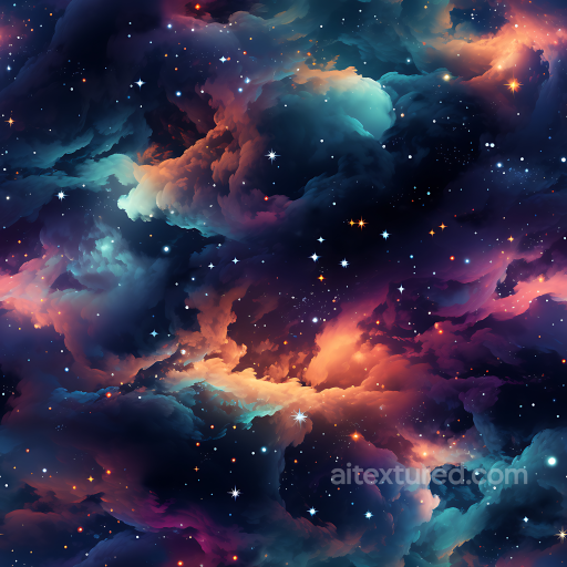 Space PBR Texture Featuring Vibrant Nebula and Starfield seamless Star, space, planets PBR texture