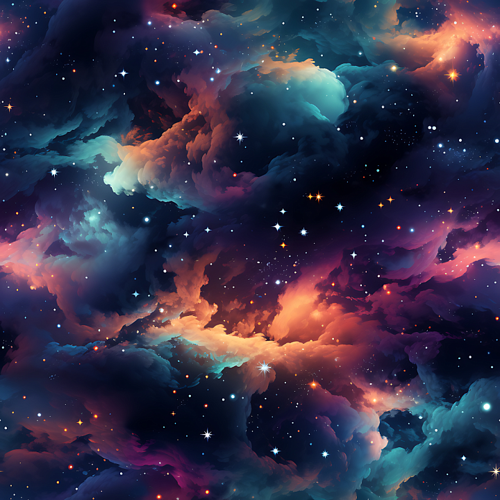 Space Featuring Vibrant Nebula and Starfield seamless PBR texture preview