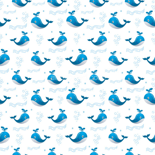 Pattern Bundle - Seamless 3D Pattern PBR Texture with Playful Blue Whale Cartoon Motifs texture preview