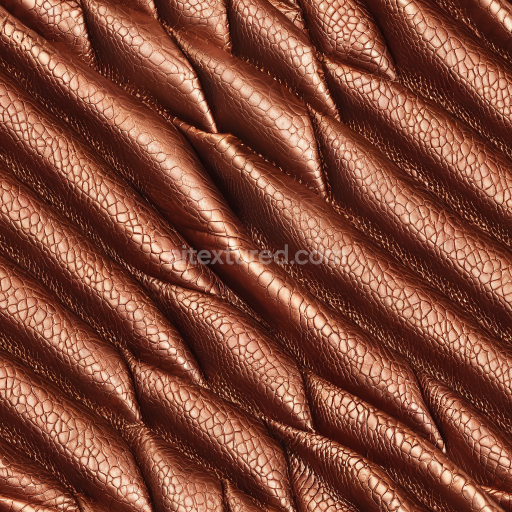 Seamless 3D embossed copper leather PBR texture with metallic sheen and intricate scale-like grain