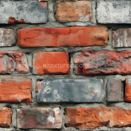 Seamless 3D Cracked Weathered Red and Grey Brick Wall PBR Texture
