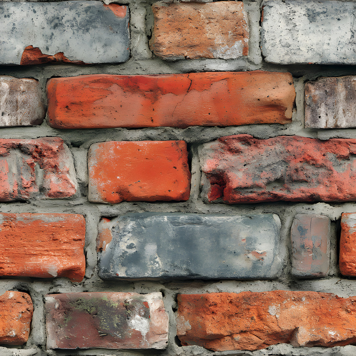 Cracked Weathered Red and gray Brick Wall seamless PBR texture preview