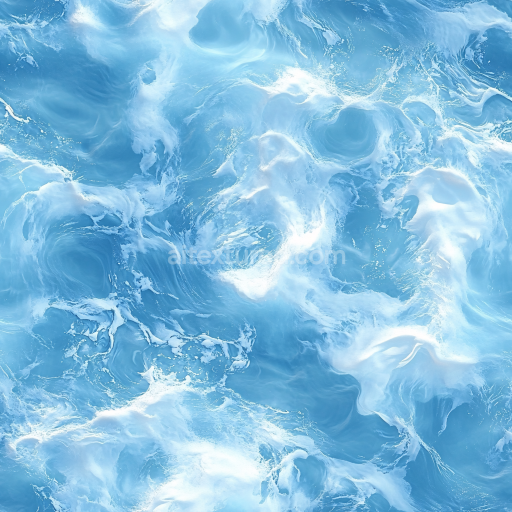 Seamless 3D PBR Stylized Ocean Water Surface Texture with Dynamic Foam and Swirling Waves