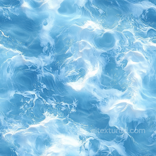 Stylized Ocean Water Surface Texture with Dynamic Foam and Swirling Waves seamless Water PBR texture