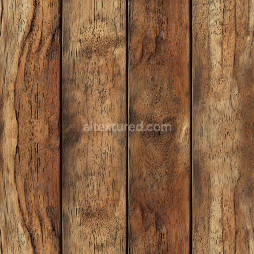 Seamless 3D PBR Texture of Rustic Reclaimed Wood Planks with Natural Knots and Grain